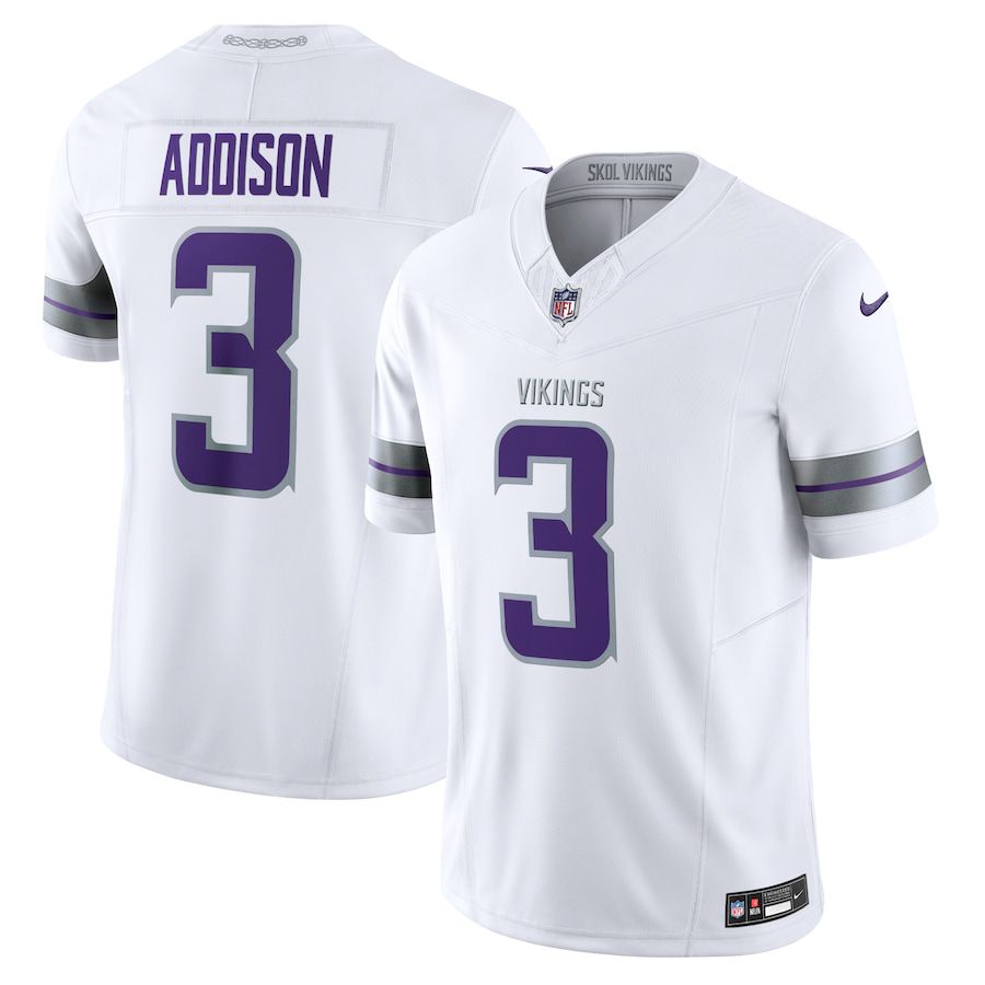 Men Minnesota Vikings #3 Jordan Addison Nike White Alternate Vapor F.U.S.E. Limited NFL Jersey->customized nfl jersey->Custom Jersey